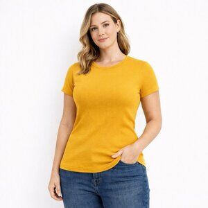J.Crew Fine Rib Cotton Tee Mustard Yellow Short Sleeve T-Shirt Women’s Size L
